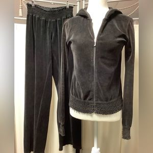 Juicy Couture vintage velour crop pants 25 x 29 zip up hoodie tracksuit